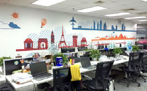 双江教你设计办公室墙绘的方法。